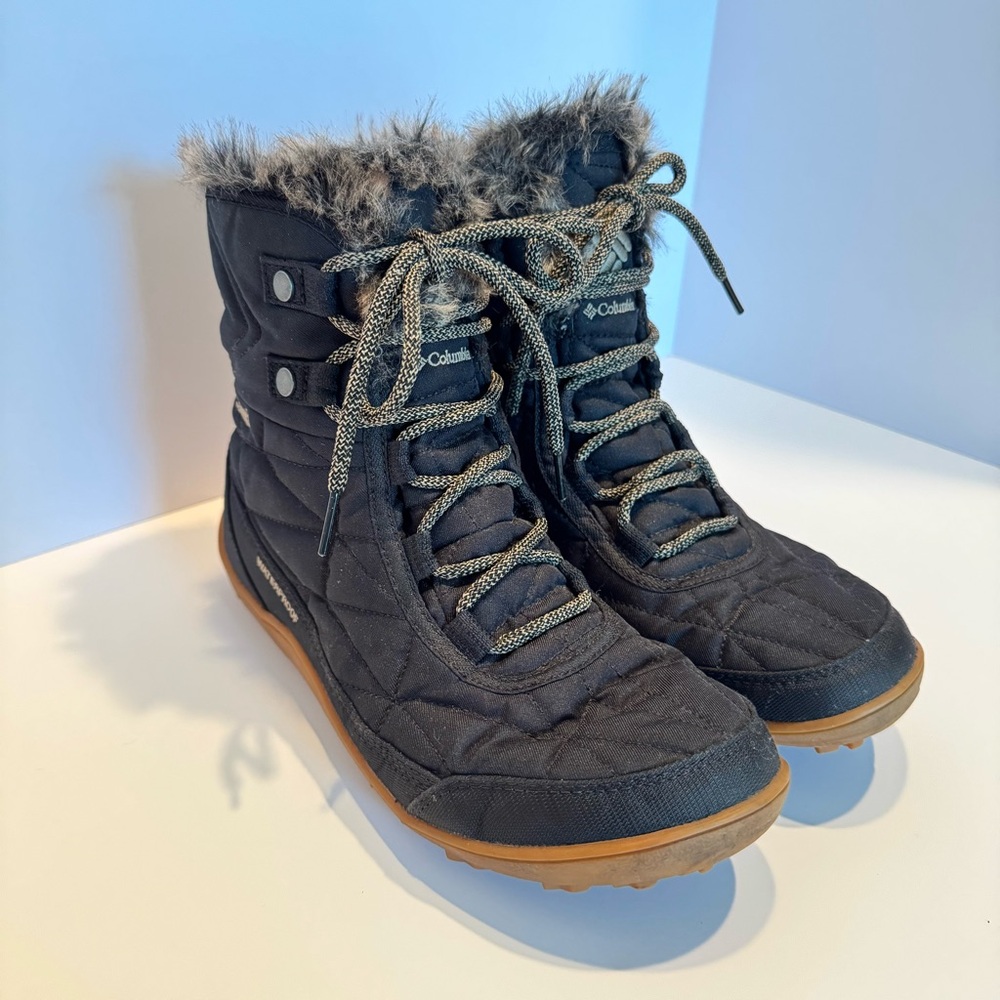 Columbia Black Faux Fur Lined Boots